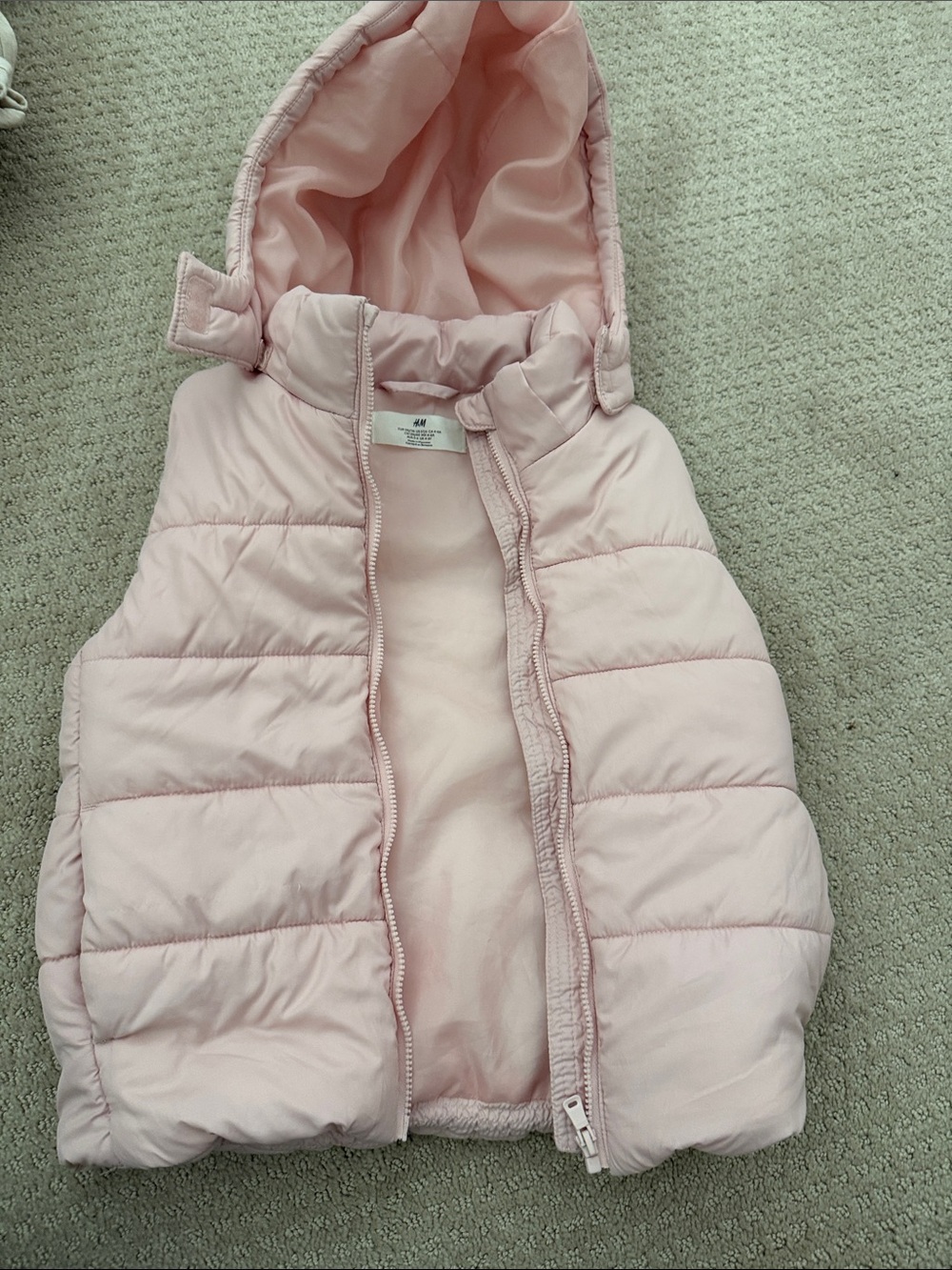 H&M Light Pink Puffer Vest with Hood